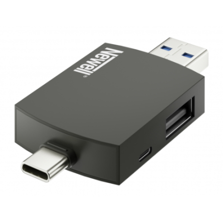 Newell OTG 4w1 3.0 - mini hub, czytnik kart pamięci (USB 3.0, USB-C, microSD, SD, 5Gbps)